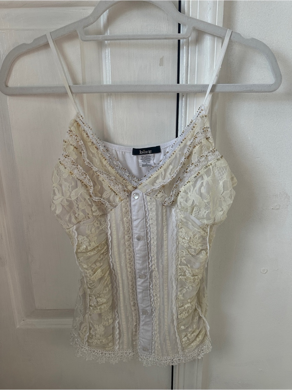 Bizz- Cream Lace Button-Front Cami Top size L - Picture 1 of 9